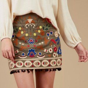 Alter’d State Linen Mila Skirt Women S Boho Heavy Embroidery Mini Lined